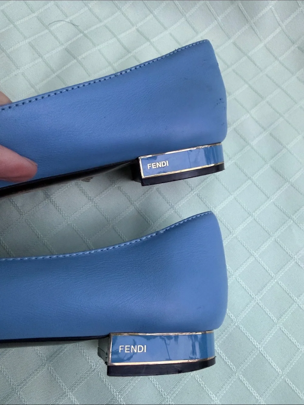 Fendi Lavender Blue Leather Ballet Flats